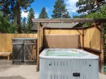 Private hot tub in pet friendly fenced patio
